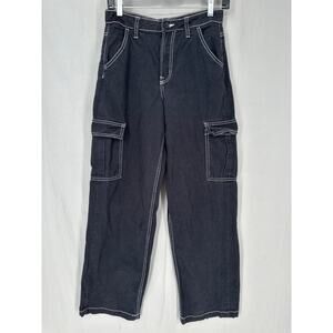 HM Cargo Pants Women 0 Black Baggy Wide Leg Whimsigoth Y2K Skater Grunge